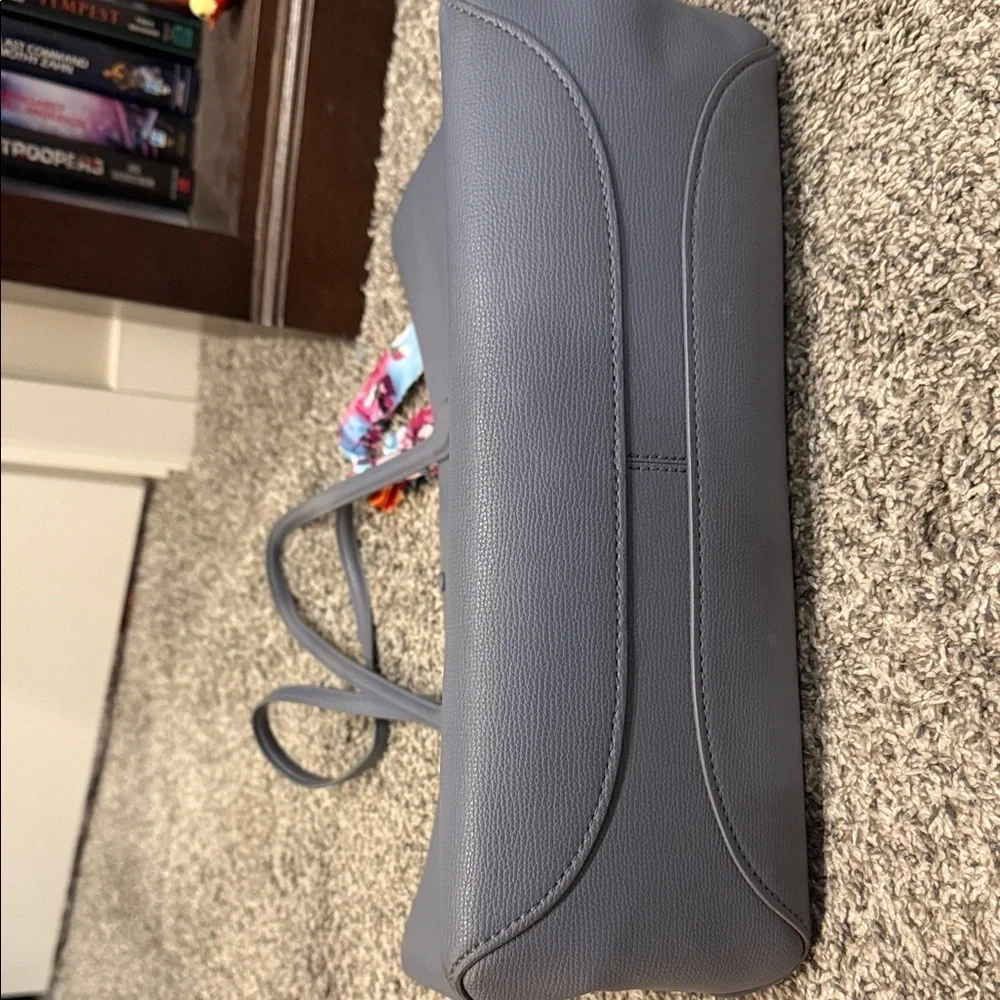 Kate Spade Gray Tote with Floral Scarf and Pouch designer purse wristlet